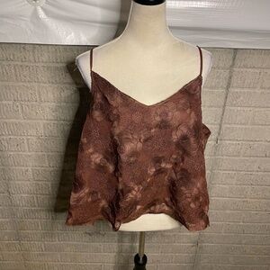 NWT Express Women Rum Raisin‎ Embroidered Floral V-Neck Mesh Cami Size XL